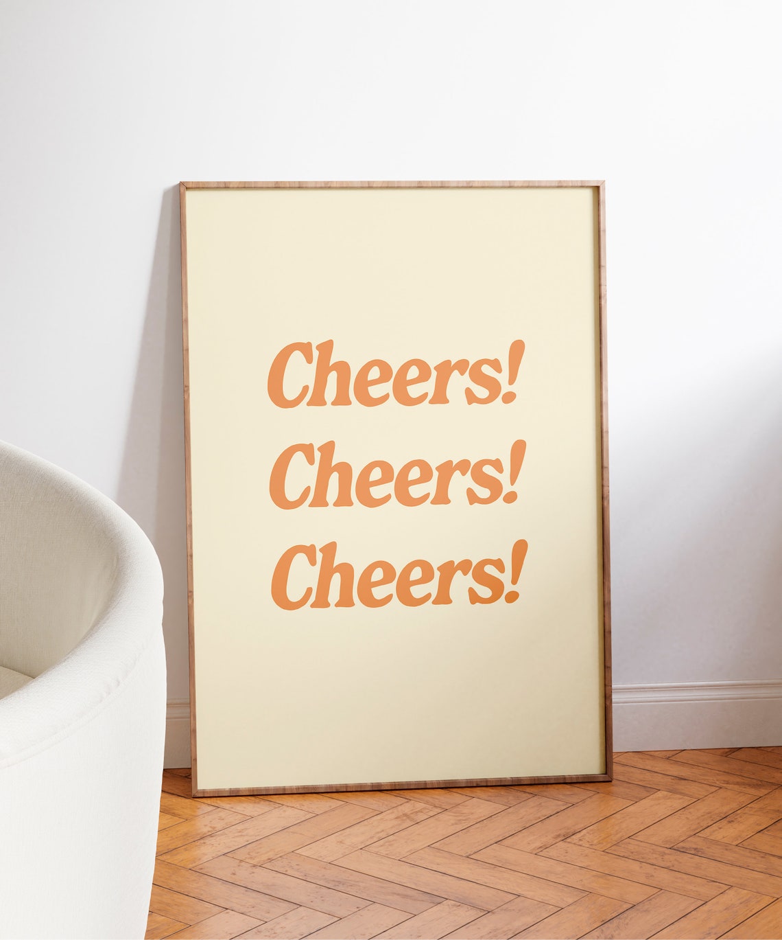 Cheers Cheers Cheers Orange Retro Typography Party Bar Poster - Image 5