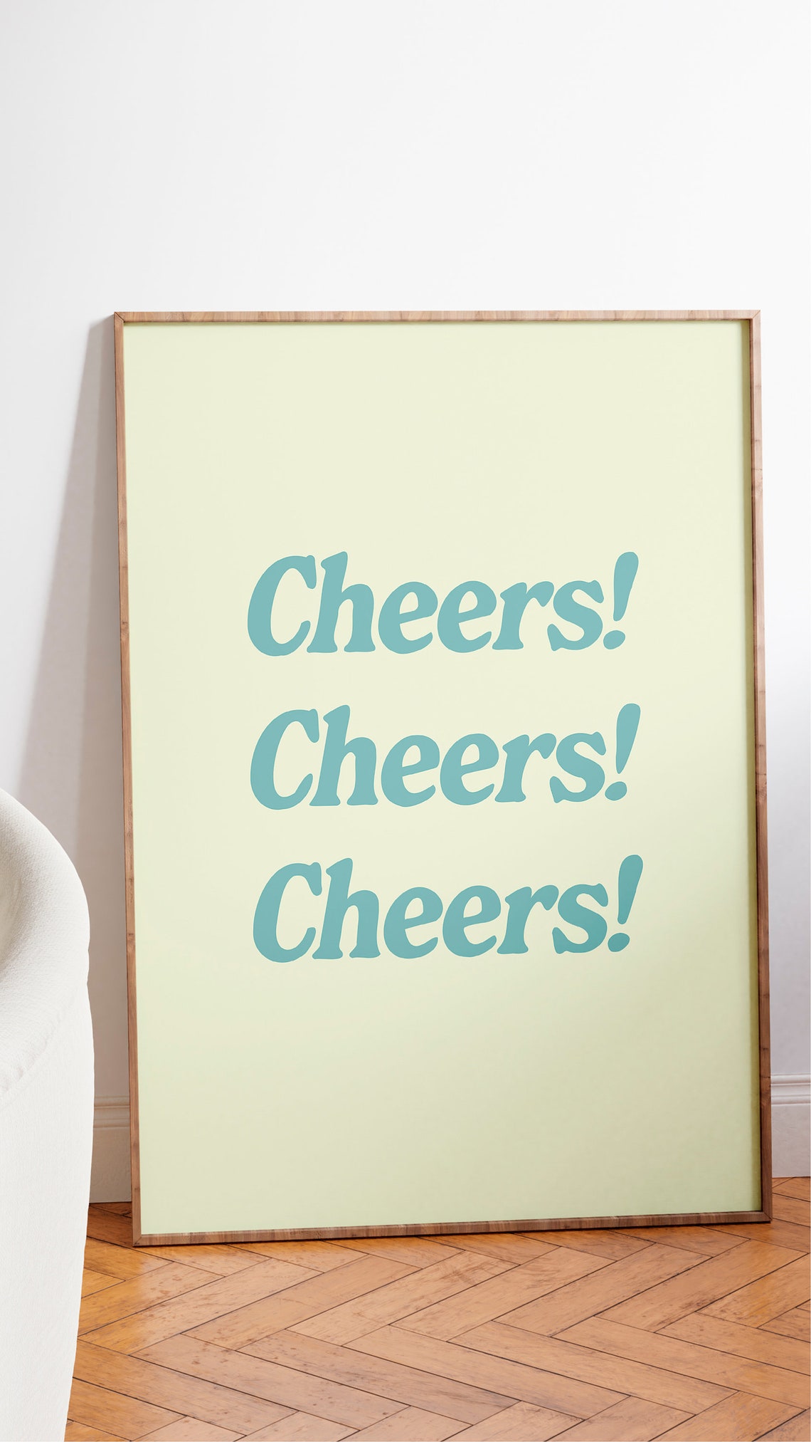 Cheers Retro Typography Teal Quote Bar Cart Fun Party Poster - Image 2