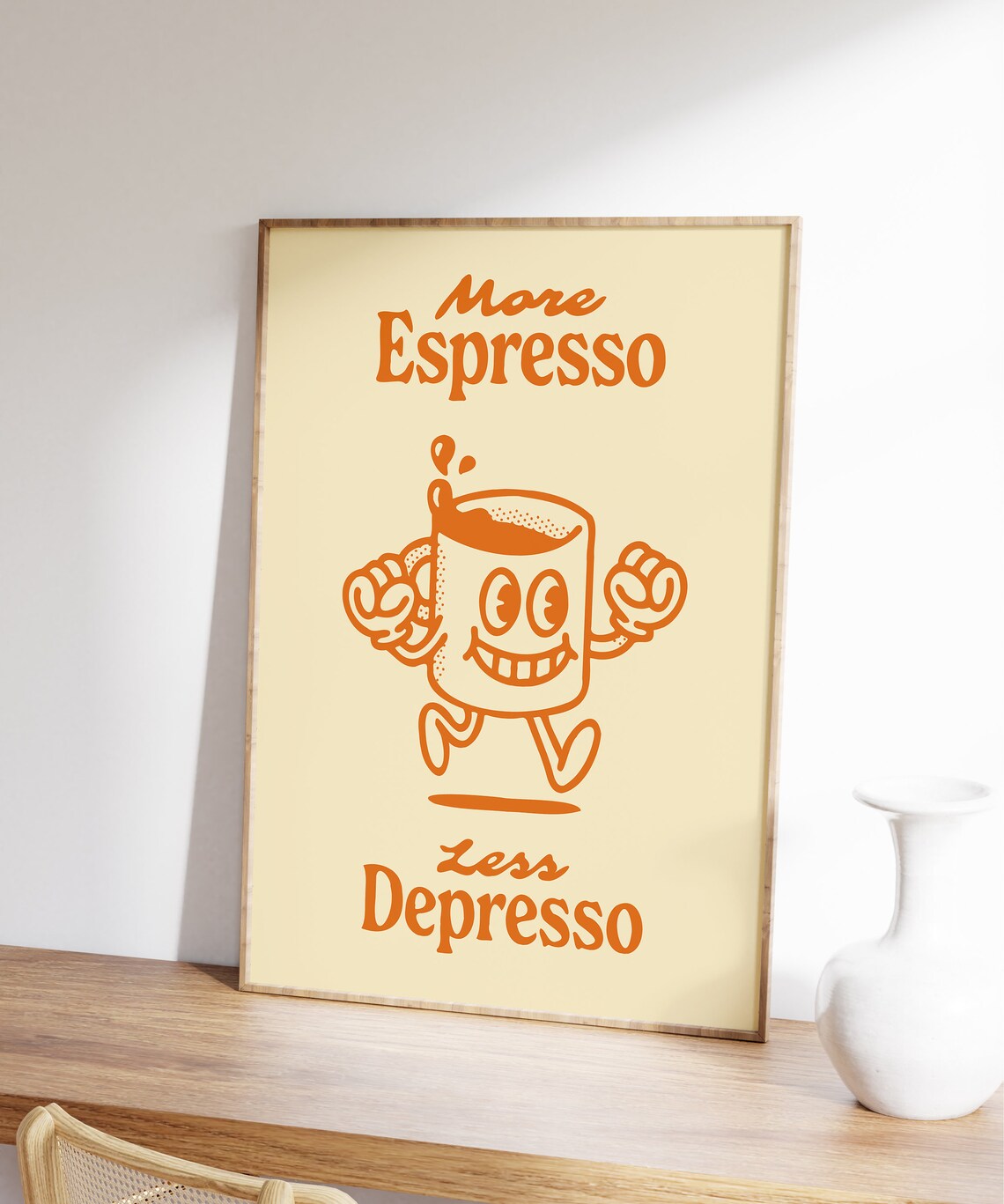 Espresso Character Retro Coffee Art Print - Image 3