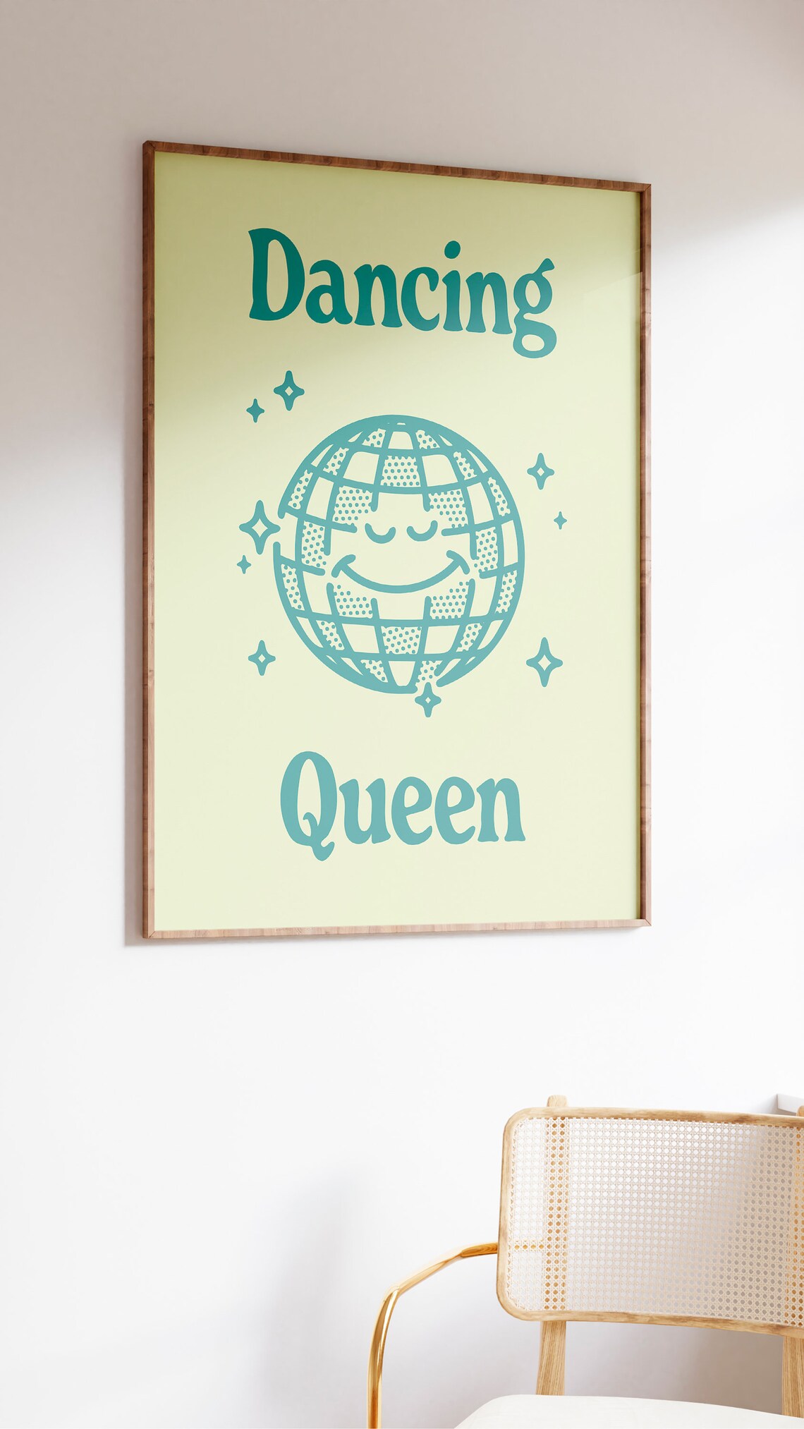 Dancing Queen Teal Disco Ball Retro Groovy Music Party Poster - Image 2