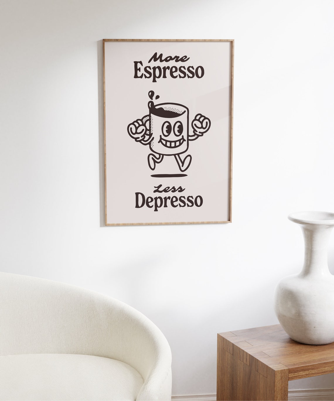 More Espresso Less Depresso Happy Coffee Cup Retro Fun Art Print - Image 6