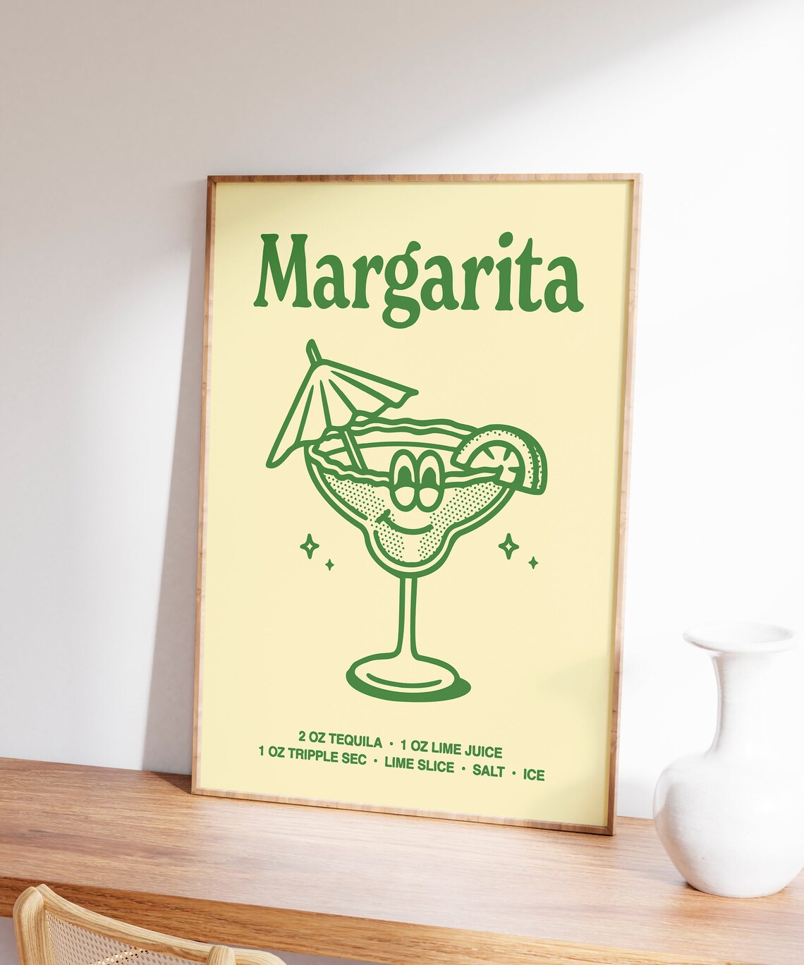 Margarita Cocktail Recipe Retro Green Bar Cart Drink Art Poster - Image 6