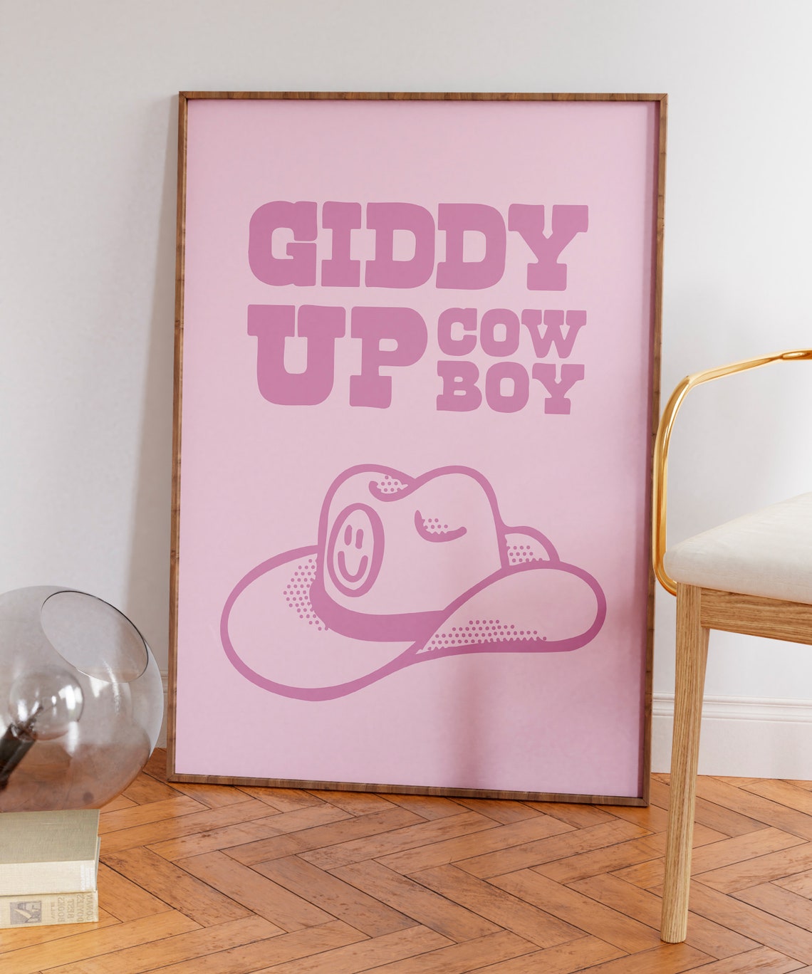 Giddy Up Cowboy Pink Western Hat Typography Preppy Quote Decor Poster - Image 6