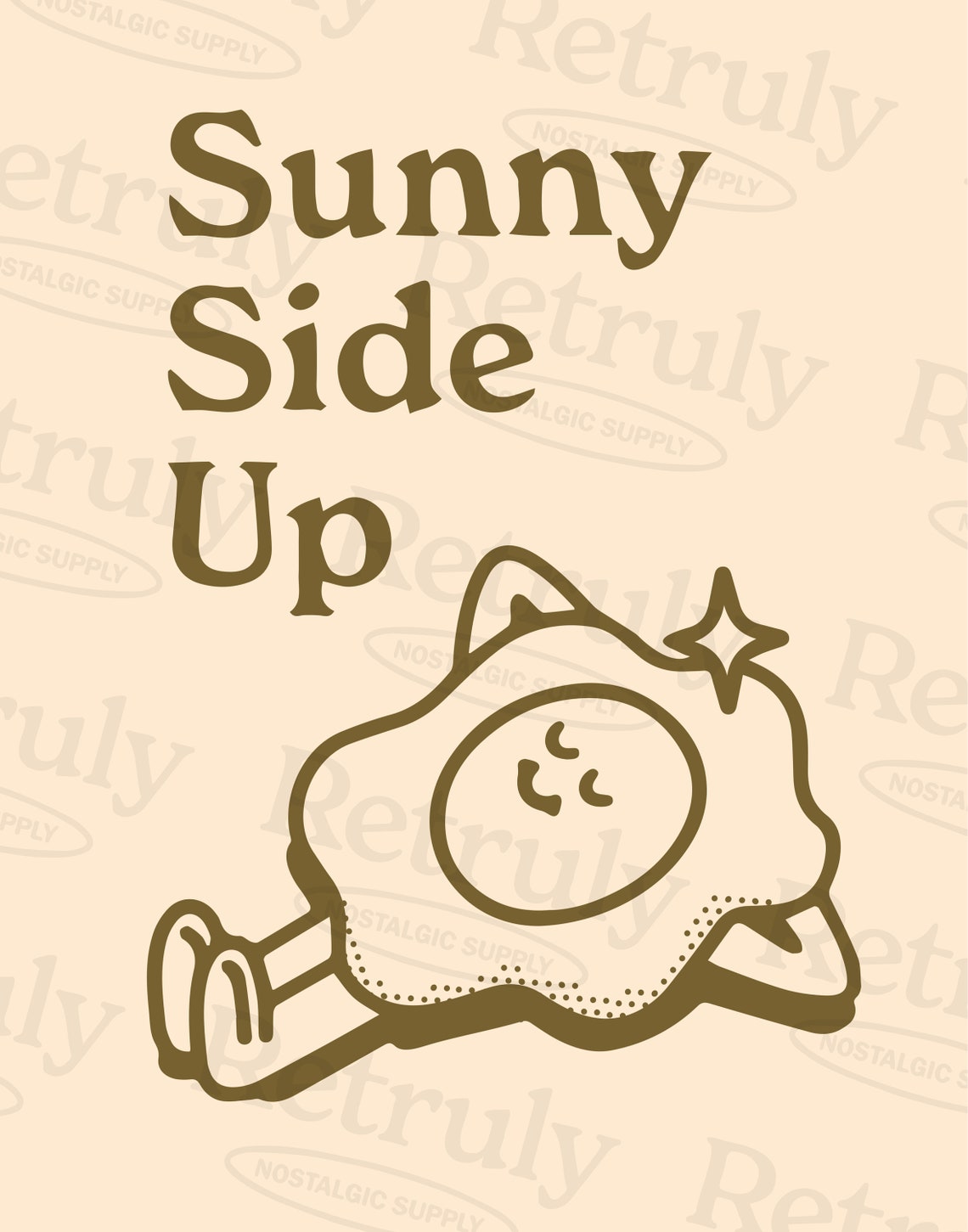 Sunny Side Up Retro Fried Egg Cartoon Breakfast Quote Fun Wall Art - Image 2