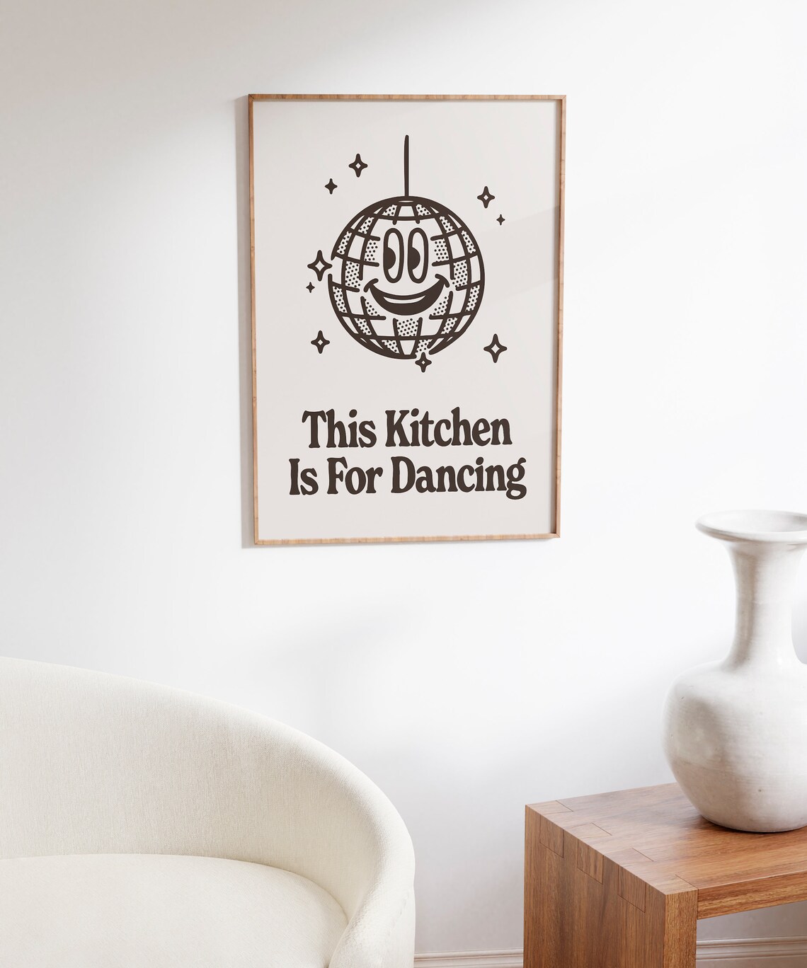 Retro Kitchen Wall Art Disco Ball Dance Print Cute Groovy Decor Trendy Kitchen Poster Fun Black And White Retro Art Printable Wall Art - Image 5