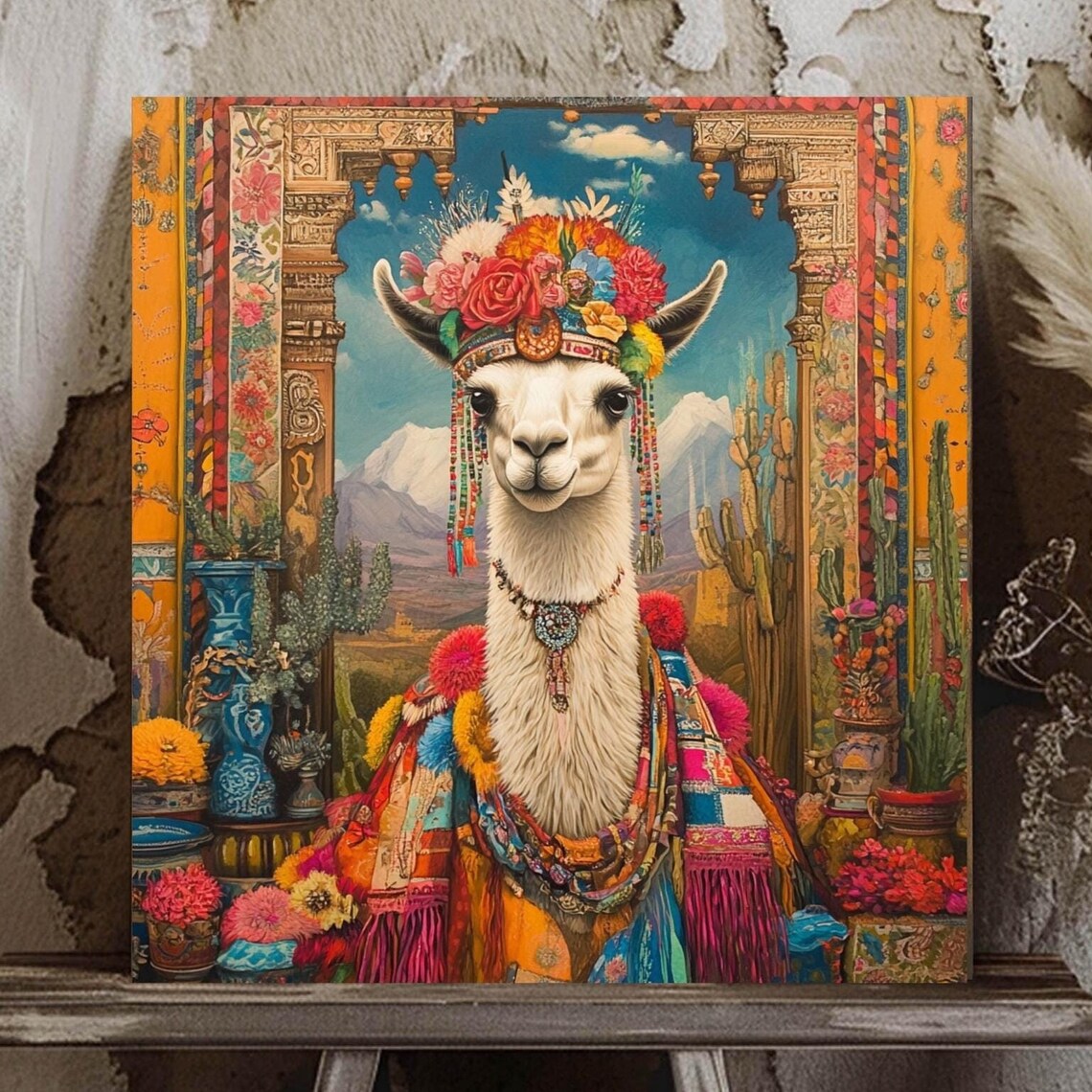 Boho Llama Art Print, Whimsical Animal Decor