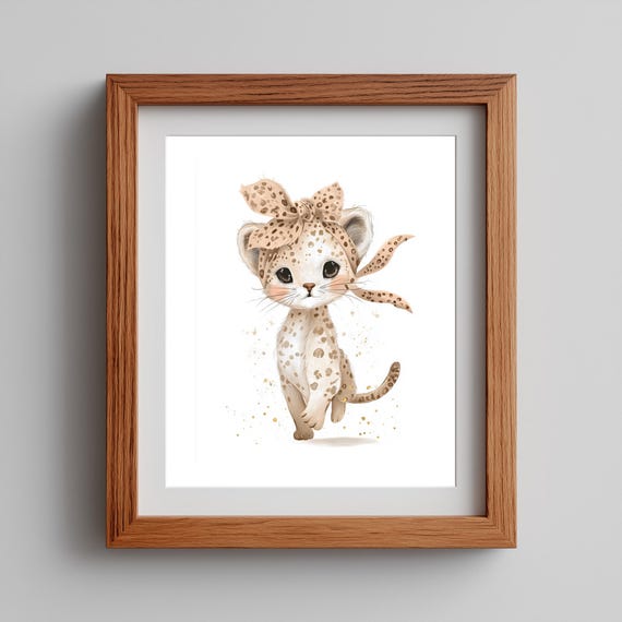 Baby Cheetah Wall Art Cute Jungle Animal Nursery Print Safari Wildlife Neutral Decor Artwork 47