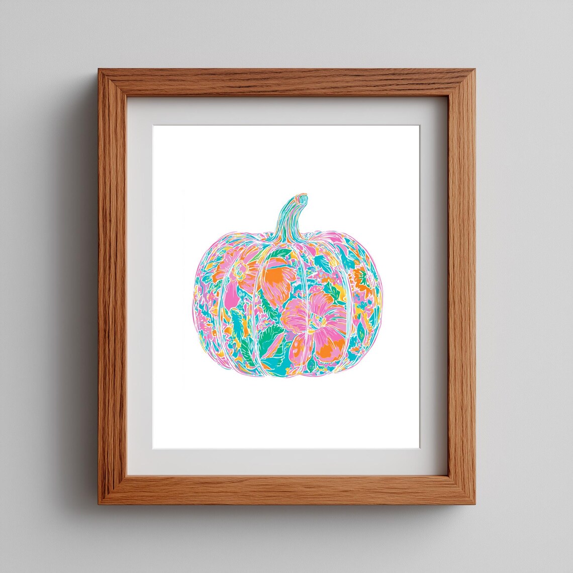 Colorful Pumpkin Painting Art Print Whimsical Fall Decor 40