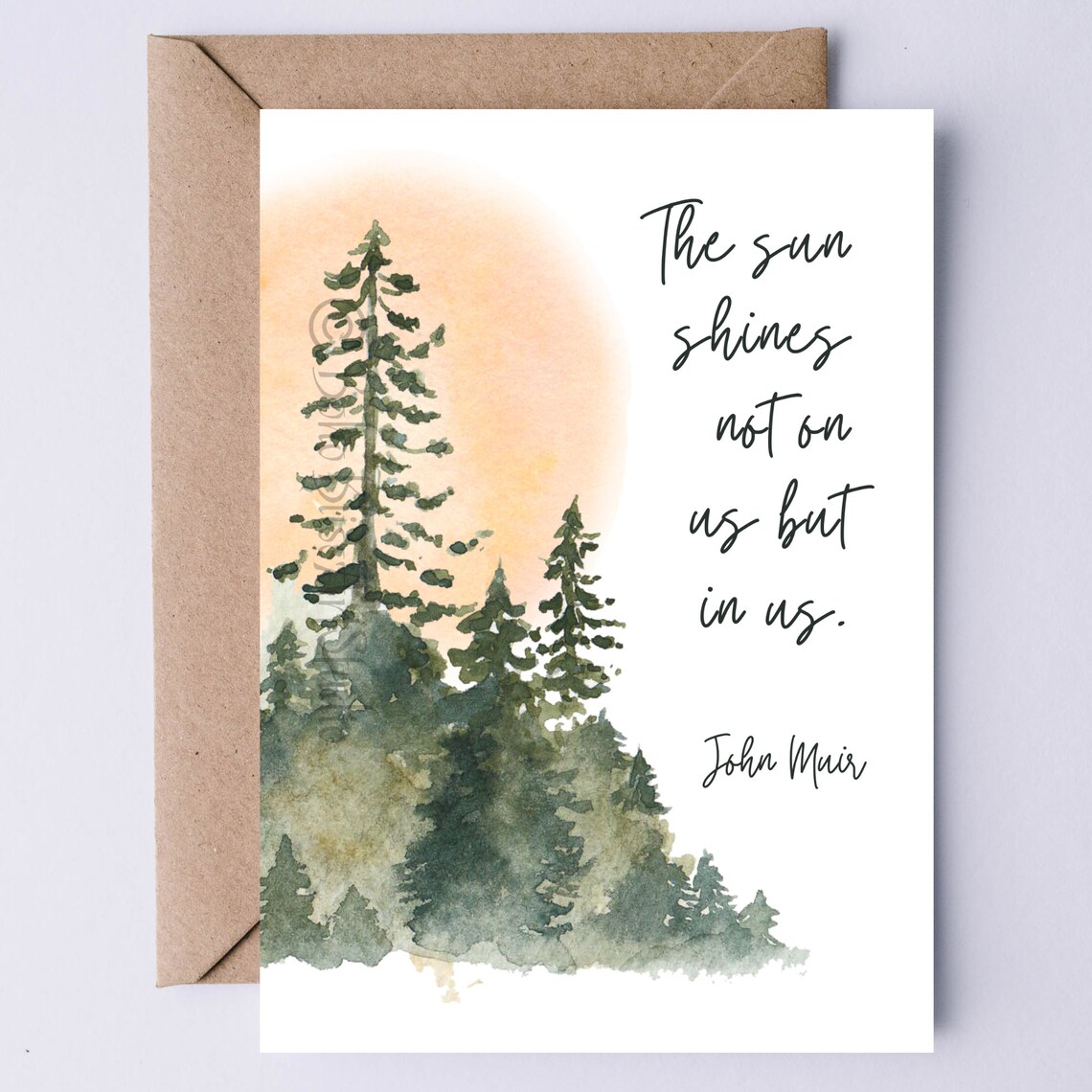 John Muir Quote Card, Nature Notecard for Forest Lovers