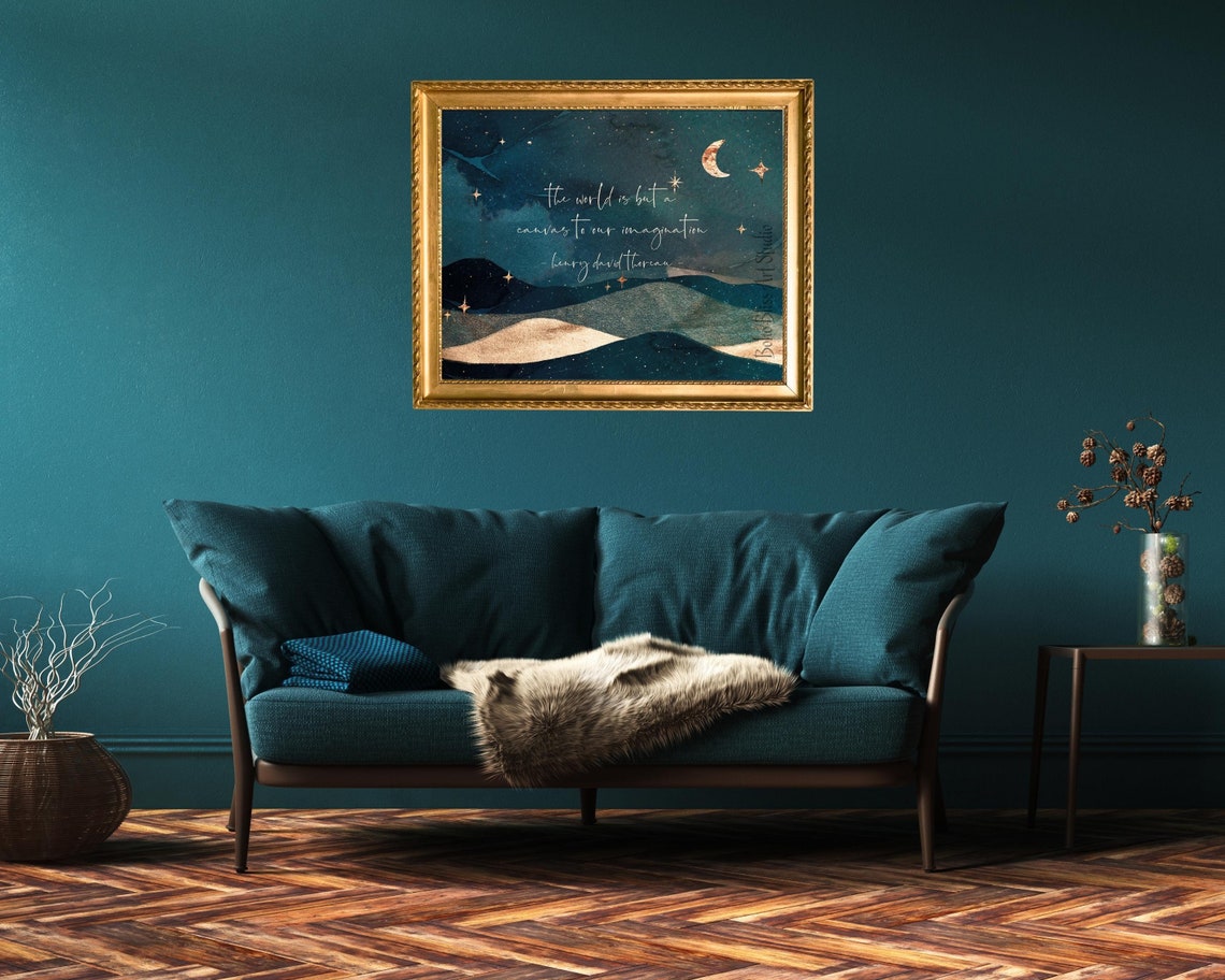 Thoreau Canvas Of Imaginations Starry Night Moon Hills Art Print - Image 2