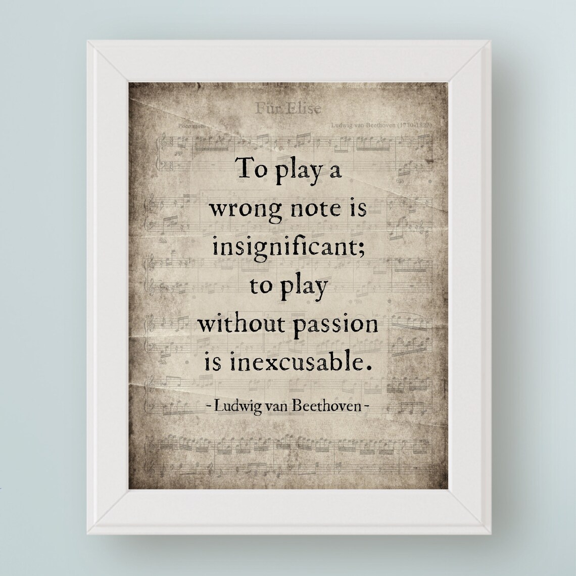 Beethoven Quote Art Print, Music Sign Wall Art