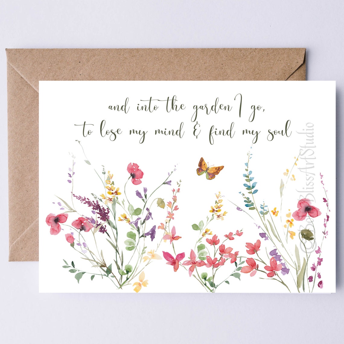 Gardening Quote Card Birthday Card For Gardener Wildflowers Card And Into The Garden I Go To Lose My Mind Find My Soul
