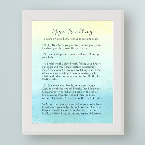 Yogic Breathing Steps Instruction Watercolor Wellness Art Print