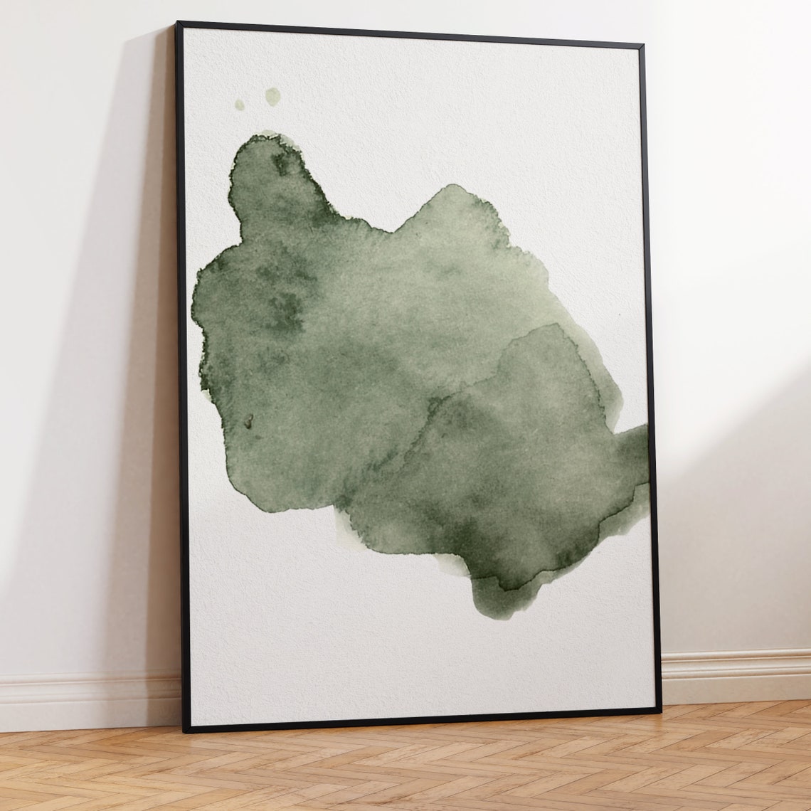 Sage Green Watercolor Abstract Organic Shape Minimalist Art Poster - Image 2