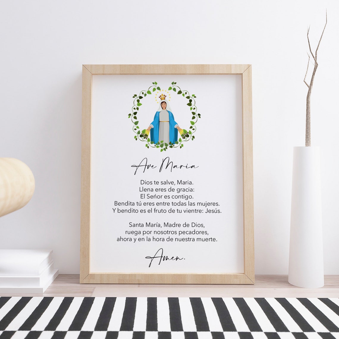 Ave Maria Spanish Hail Mary Prayer Catholic Wall Art Print Poster