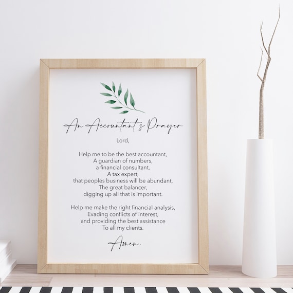 Accountants Prayer, Minimalist Gift Wall Art Print