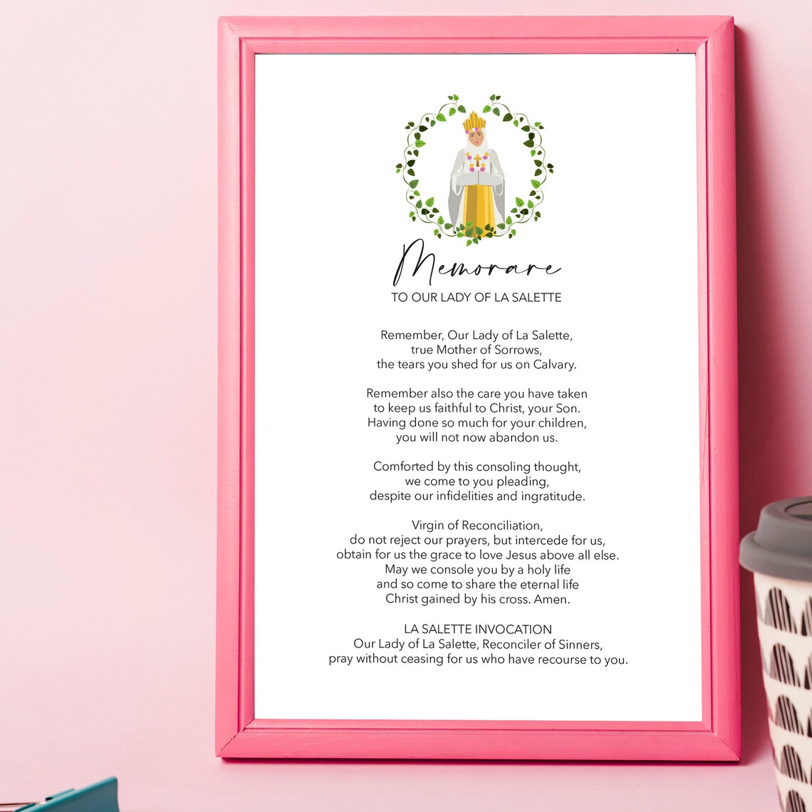 La Salette Memorare Prayer Art Print, Minimalist Faith - Image 3
