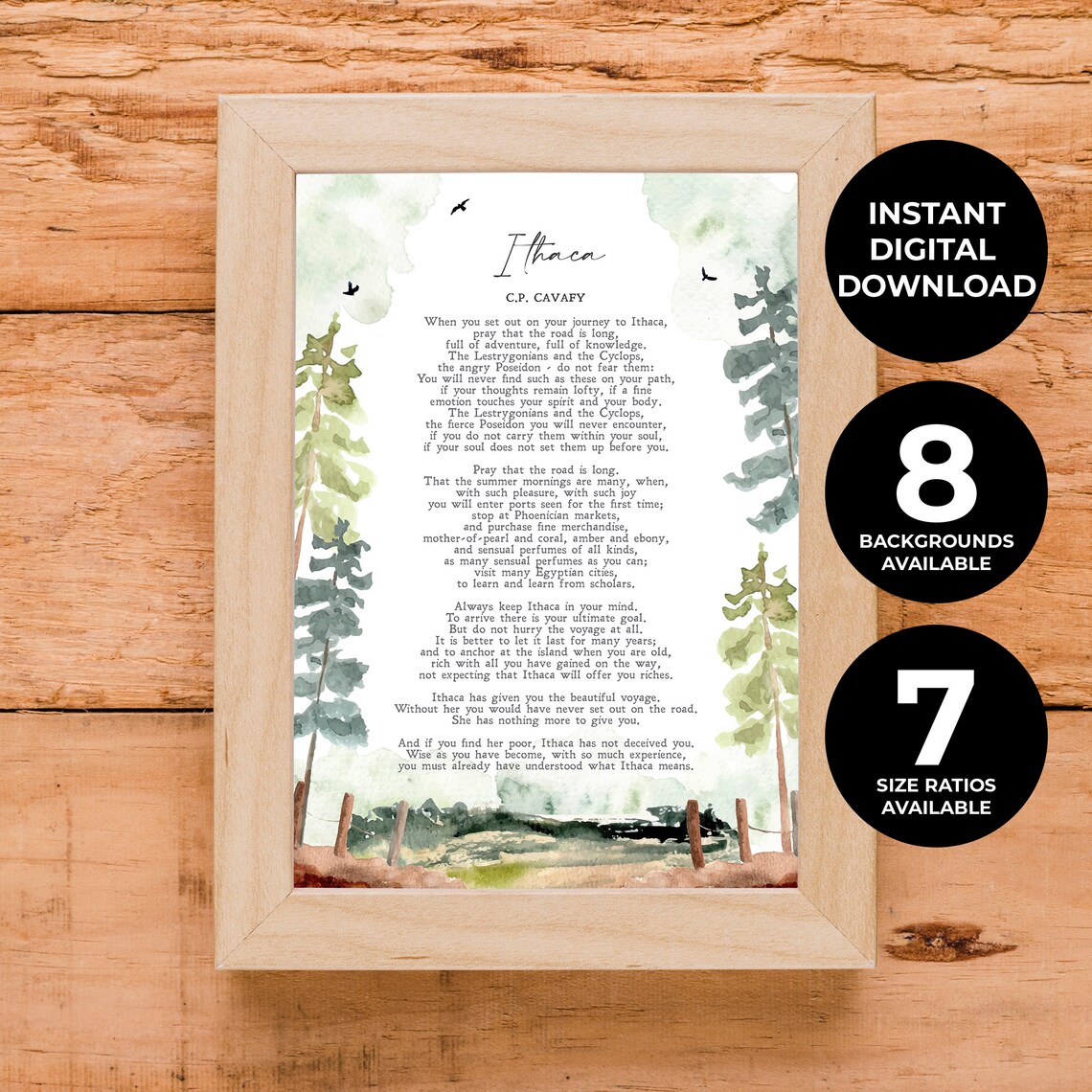 Ithaca Watercolor Journey Home Quote Art Print