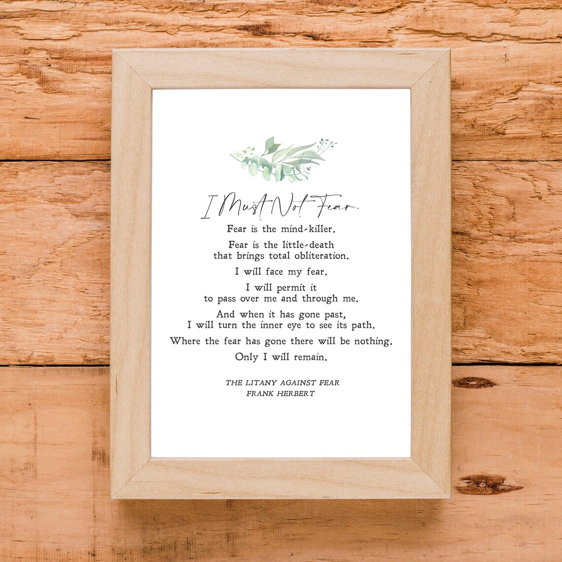 Frank Herbert Quote, Litany Against Fear Art Print - Image 2