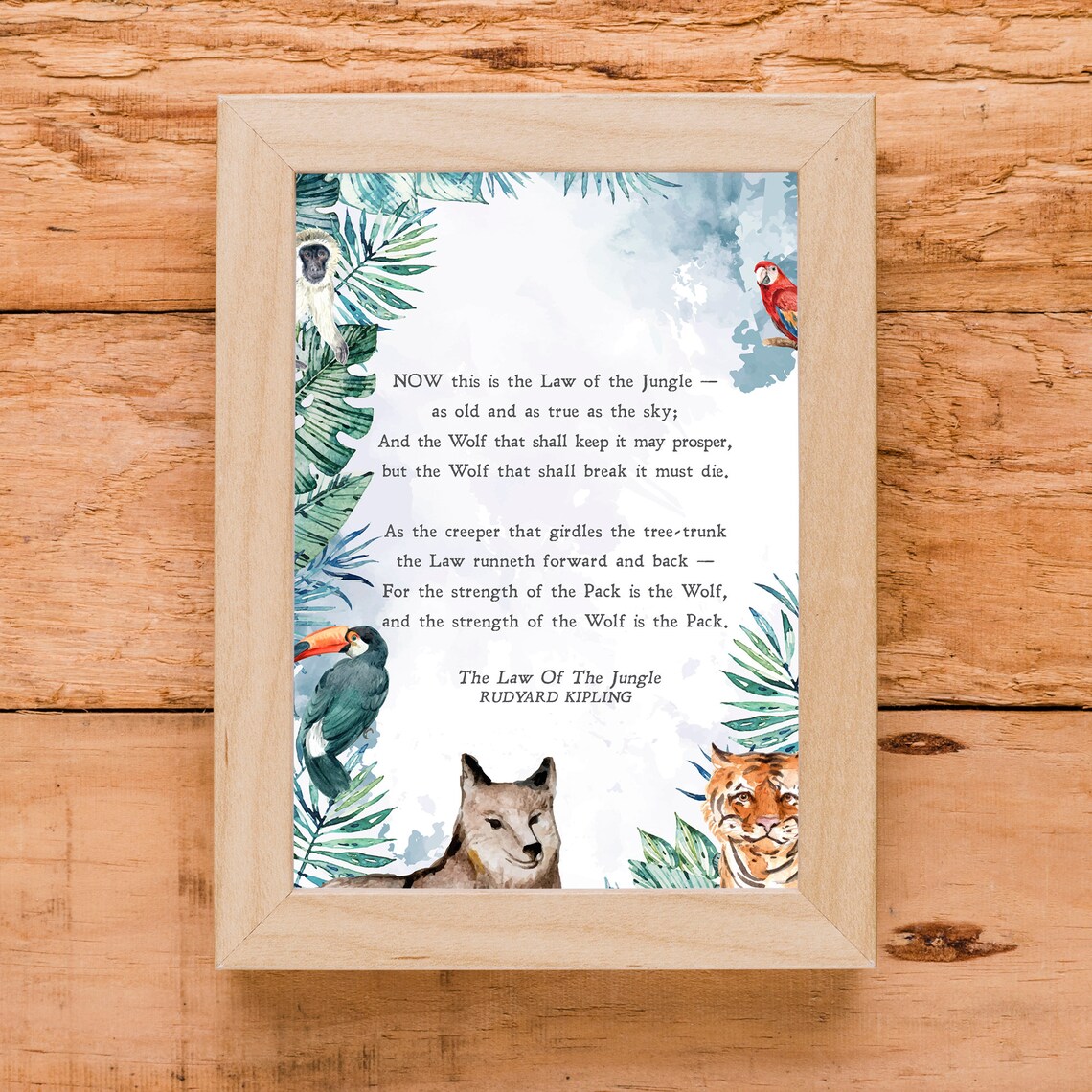 Rudyard Kipling Jungle Book Poem, Minimalist Art Print - Image 2