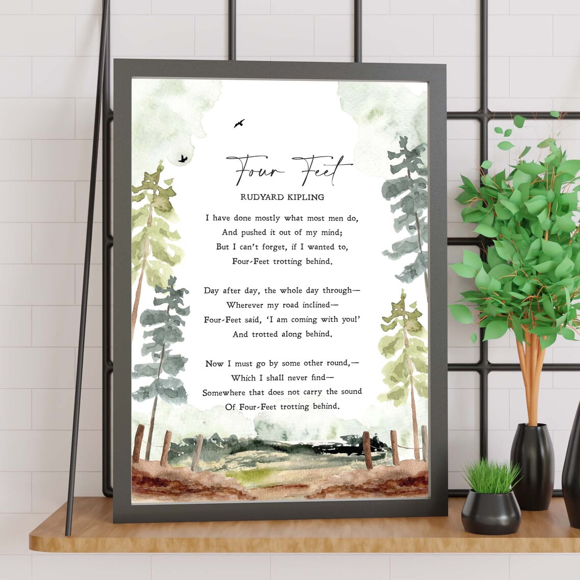 Four Feet Dog Memorial Poem, Rudyard Kipling Art Print
