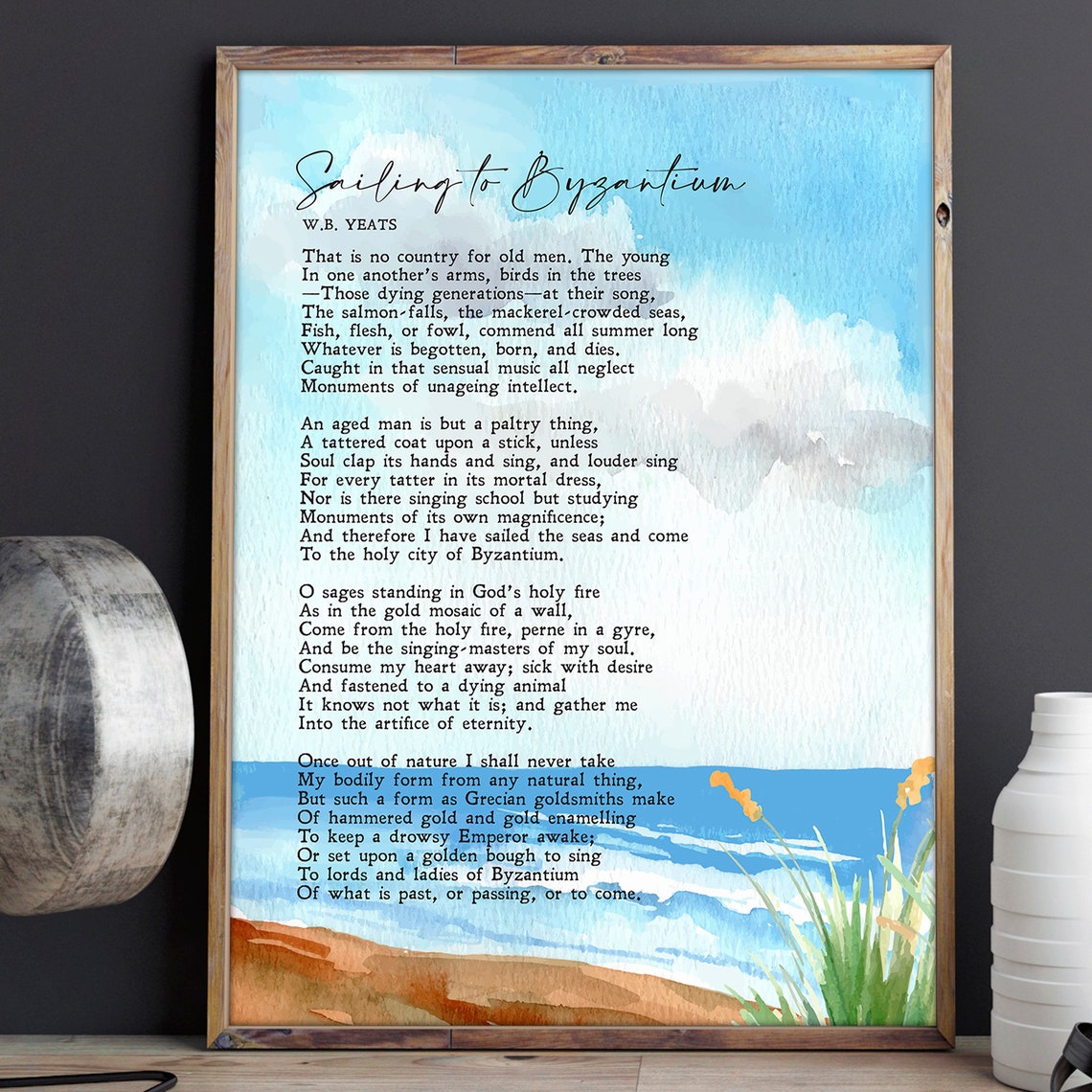 WB Yeats Sailing To Byzantium Poem Watercolor Sea Ocean Poster - Image 2