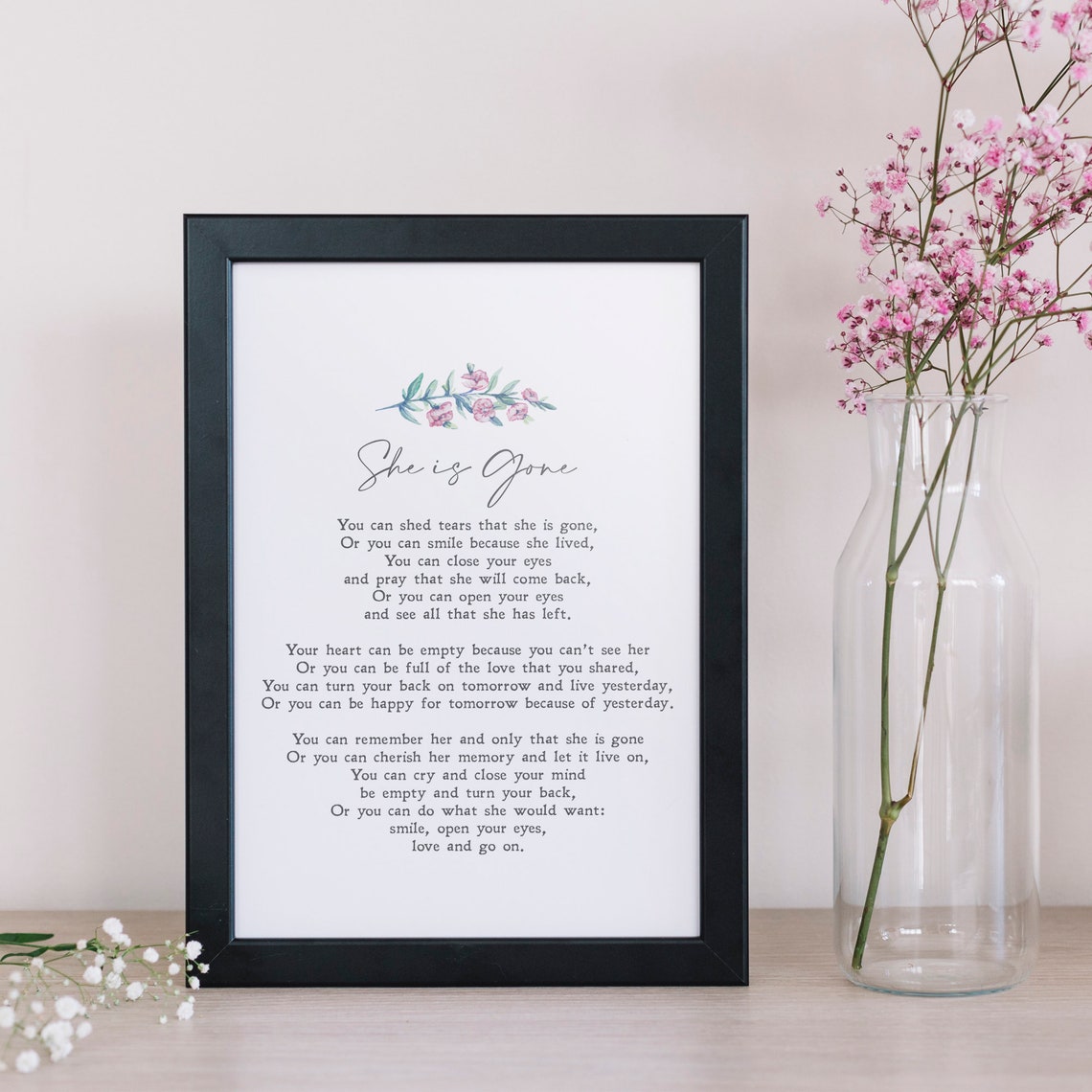 She Is Gone David Harkins Poem Funeral Grief Mourning Print Sympathy Gift Bereavement Quote Instant - Image 2