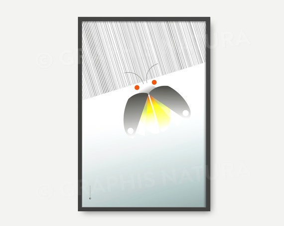 Firefly Art Print Wildlife Art Print Firefly Wall Art Insect Art Nature Wall Decor Nature Lovers Art Organic Modern Art