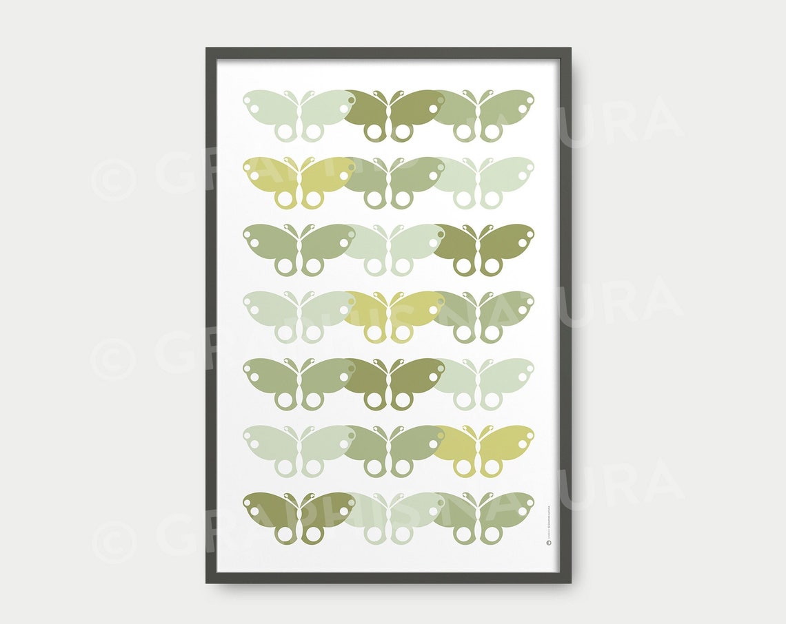 Butterfly Art Print Butterfly Wall Art Prints Colorful Butterflies Poster Sage Green Wall Art Nature Inspired Art Organic Modern Decor