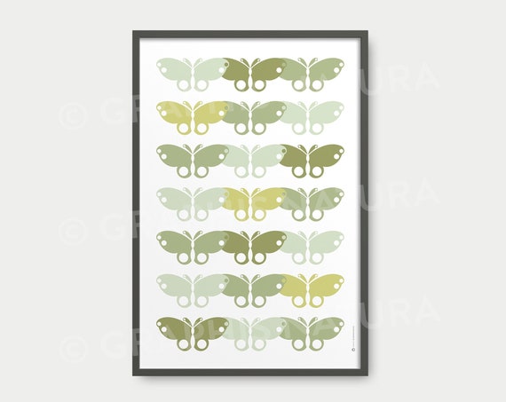 Butterfly Art Print Butterfly Wall Art Prints Colorful Butterflies Poster Sage Green Wall Art Nature Inspired Art Organic Modern Decor