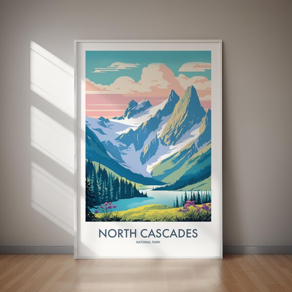 North Cascades National Park Alpine Peaks Lake Meadow Poster