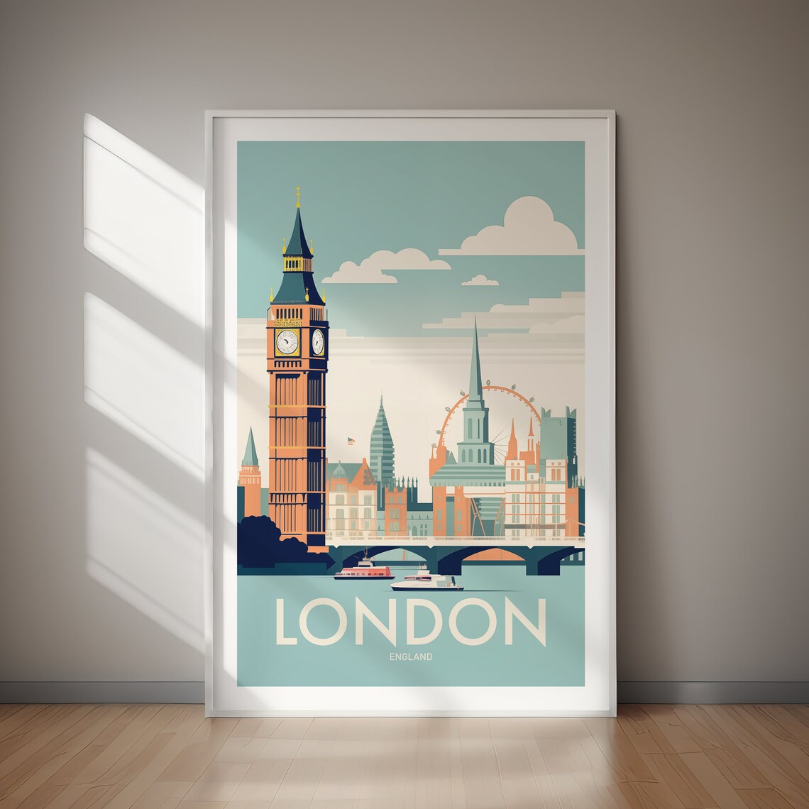 London England Travel Poster, Travel Poster Art Print