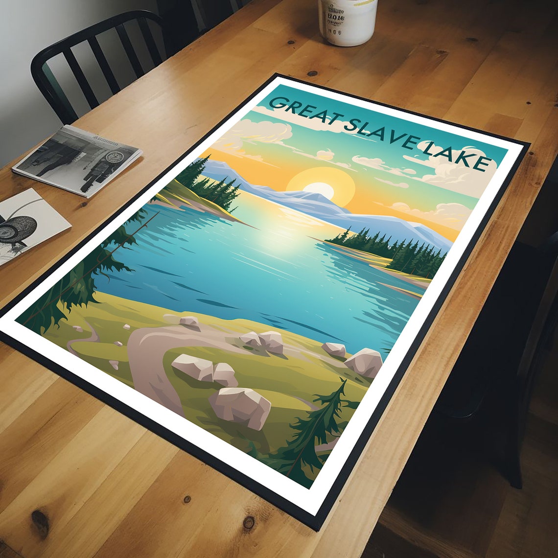 Great Slave Lake Canada Sunset Pines Trail Path Travel Poster - Image 2