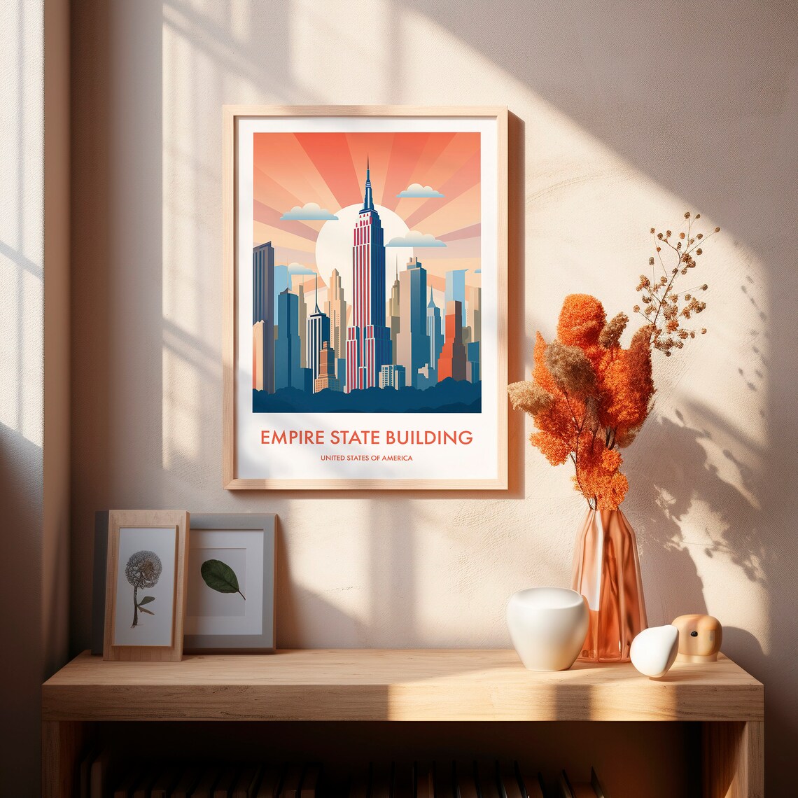 Empire State Building New York Art Deco Skyline Travel Poster - Image 2