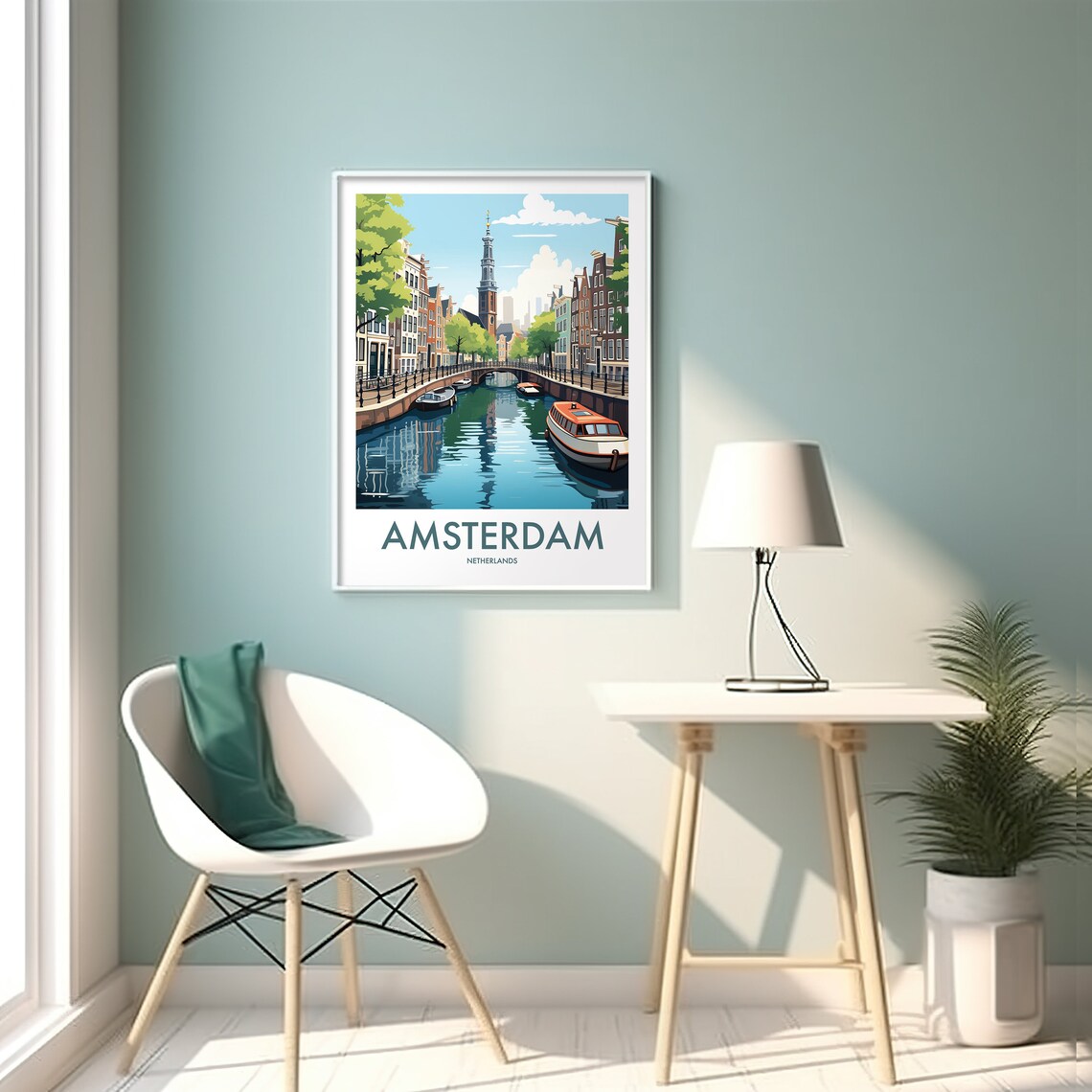 Amsterdam Travel Poster, Netherlands City Wall Art Print - Image 2