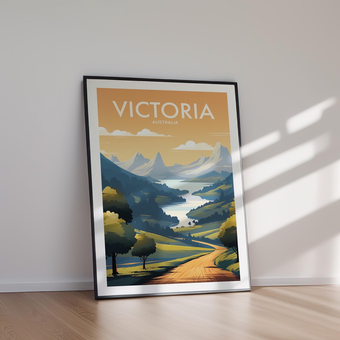 Victoria Australia Golden Mountains Lake Country Road Poster - Image 2