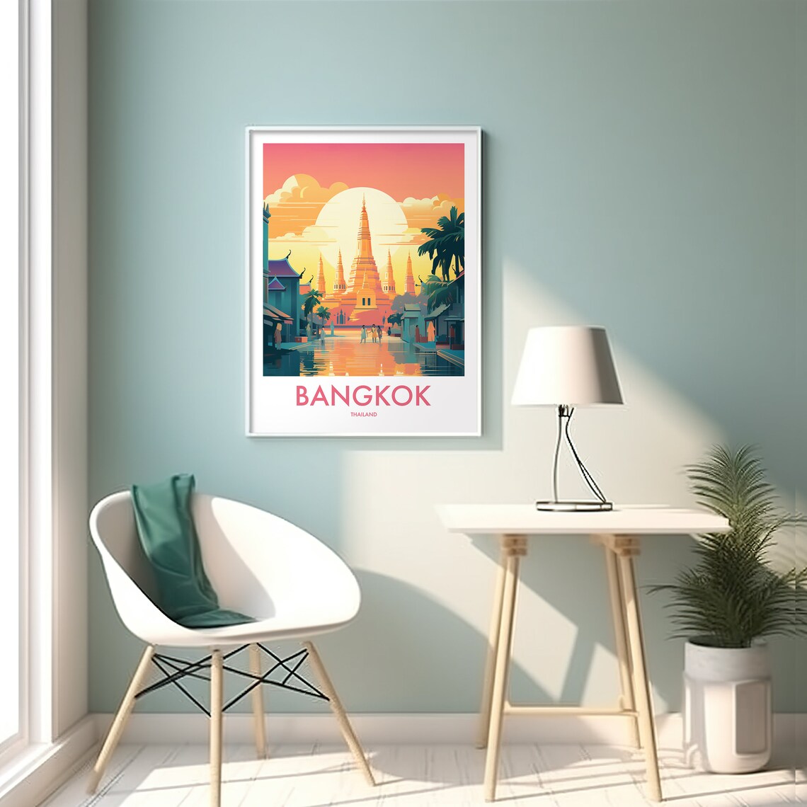 Bangkok Travel Poster, Thailand City Art