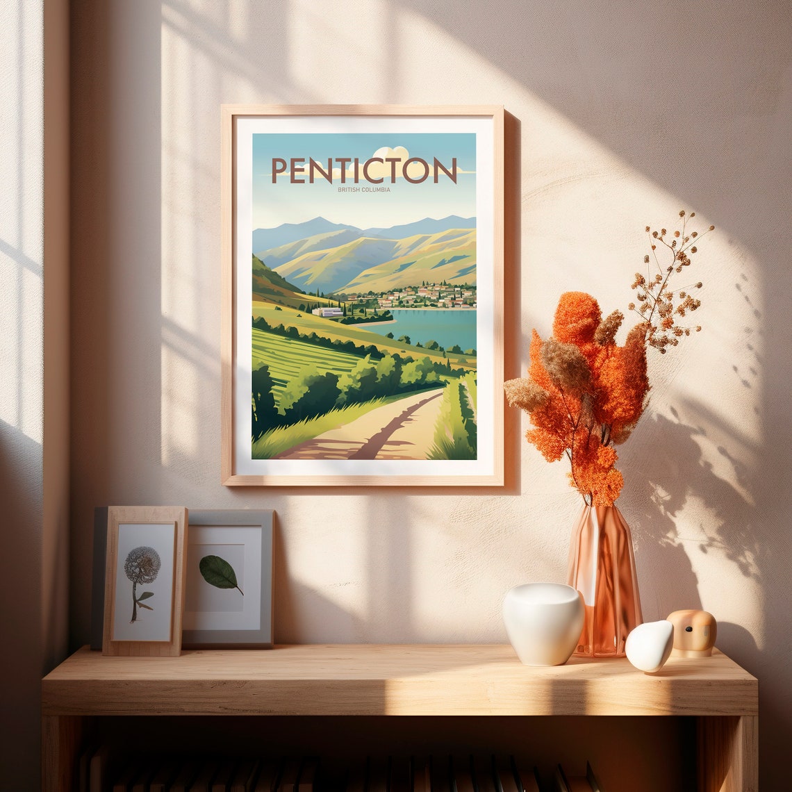 Penticton British Columbia Vineyard Lake Valley Travel Poster - Image 2