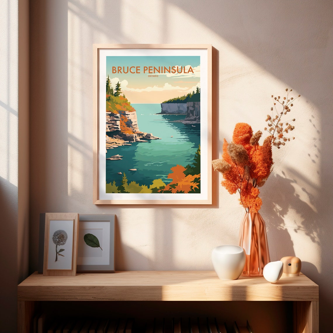 Bruce Peninsula Ontario Cliff Coast Retro Vintage Travel Poster - Image 2