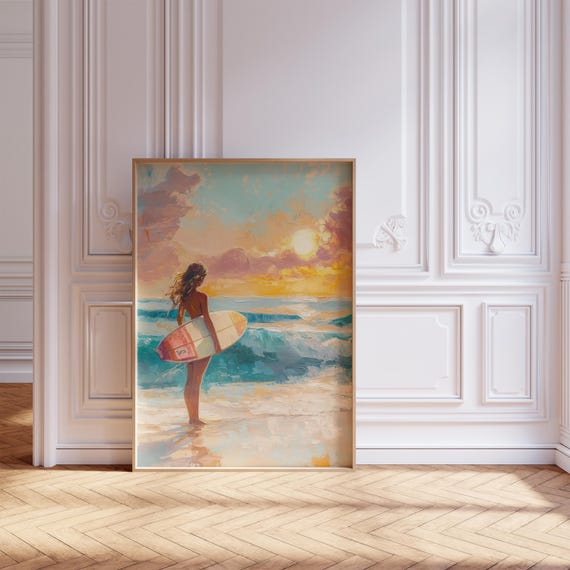 Vintage Surf Poster Beach Poster For Beachy Room Decor Surf Print Meet Me At The Beach Surf Art For Teenage Girl Gifts Coastal Prints