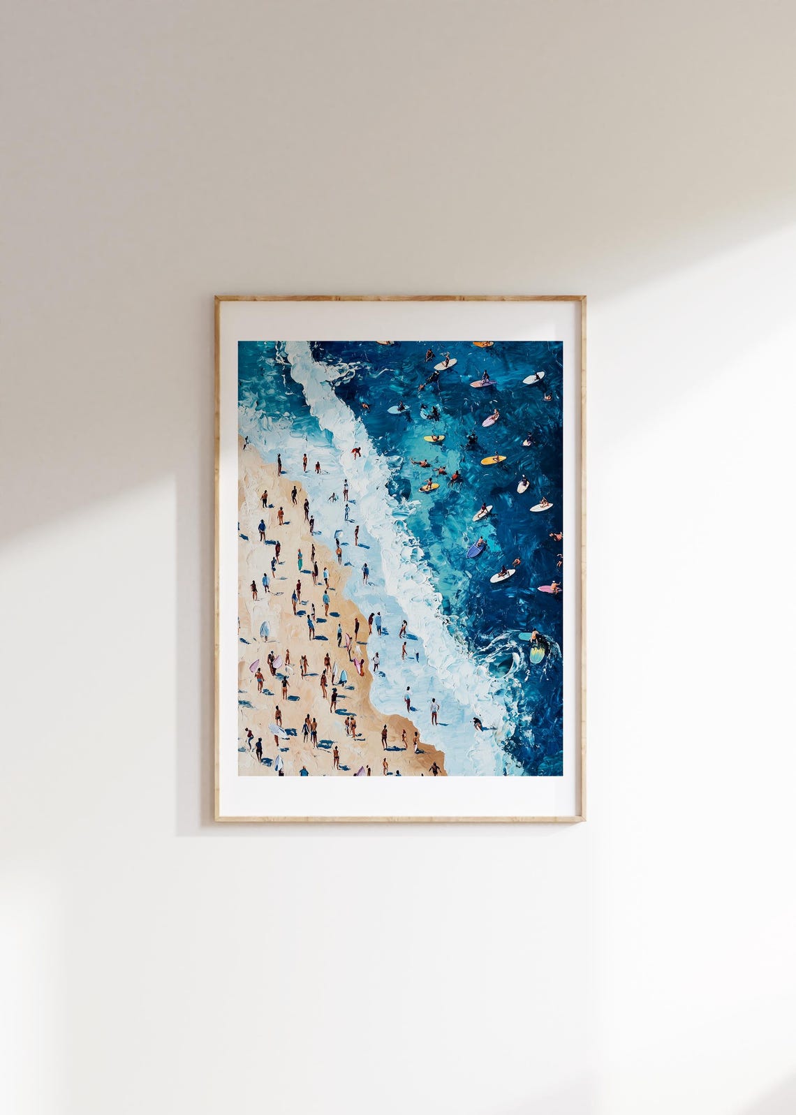 Meet Me At The Beach Aerial Surfers Turquoise Ocean Waves Poster - Image 4