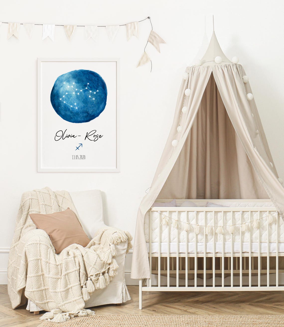 Sagittarius Constellation Blue Circle Personalized Gift Poster - Image 2