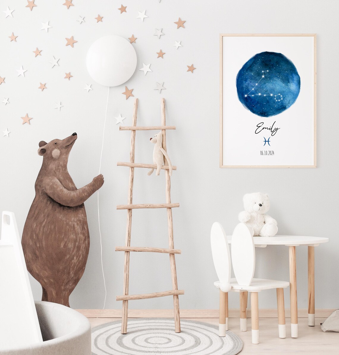 Personalized Pisces Zodiac Star Map Poster, Astrology Print - Image 4
