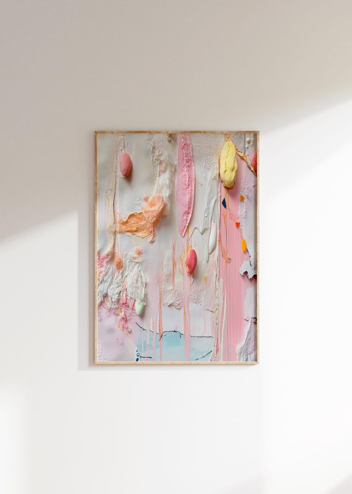 Pastel Pink Textured Collage Candy Abstract Playful Modern Wall Poster - Image 2