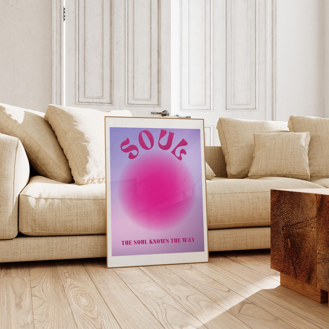 Soul Knows The Way Retro Pink Typography Poster Aura Gradient Art - Image 2