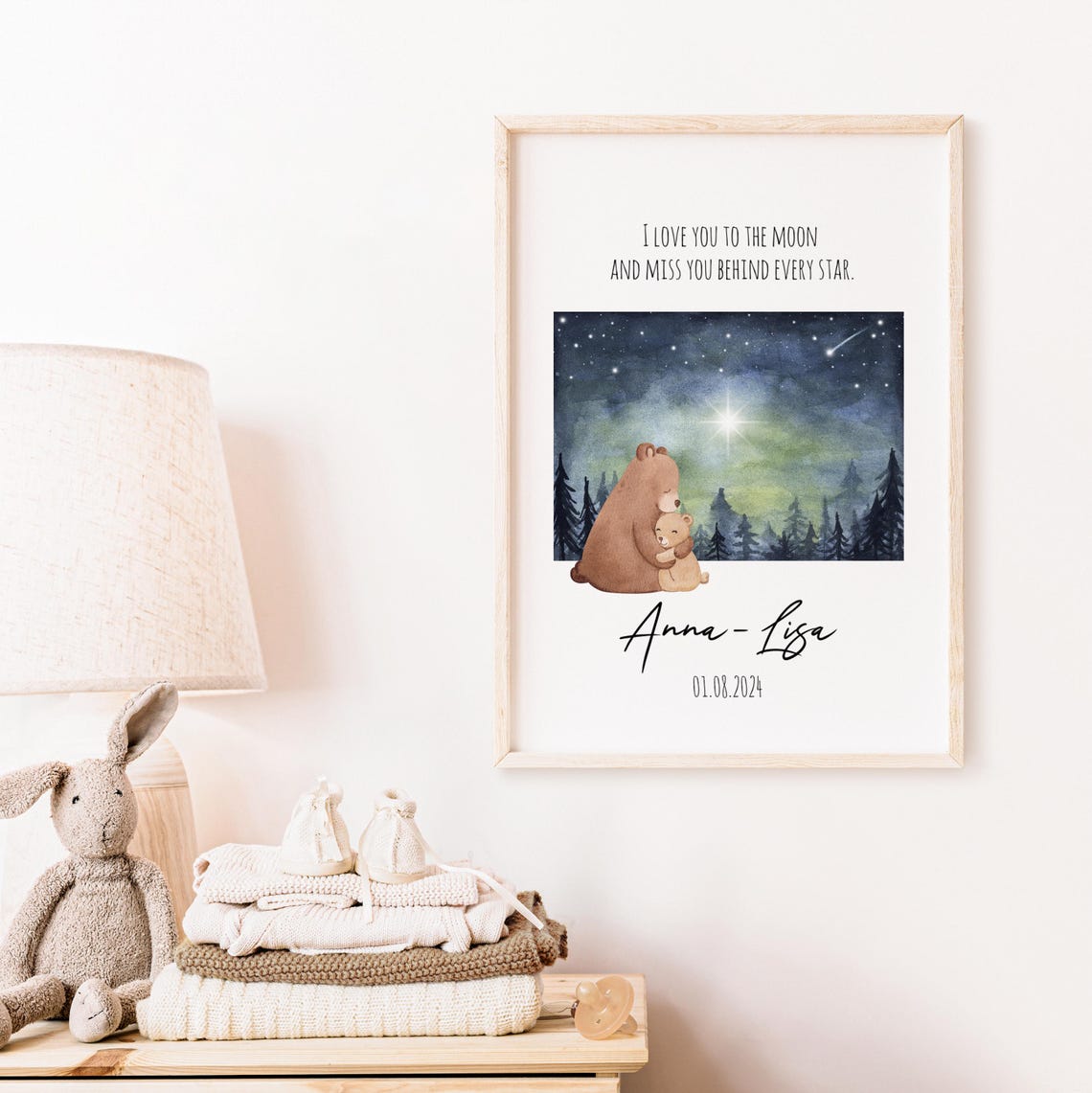 Bear Hug Under Stars Personalized Memorial Keepsake Art Poster - Image 5