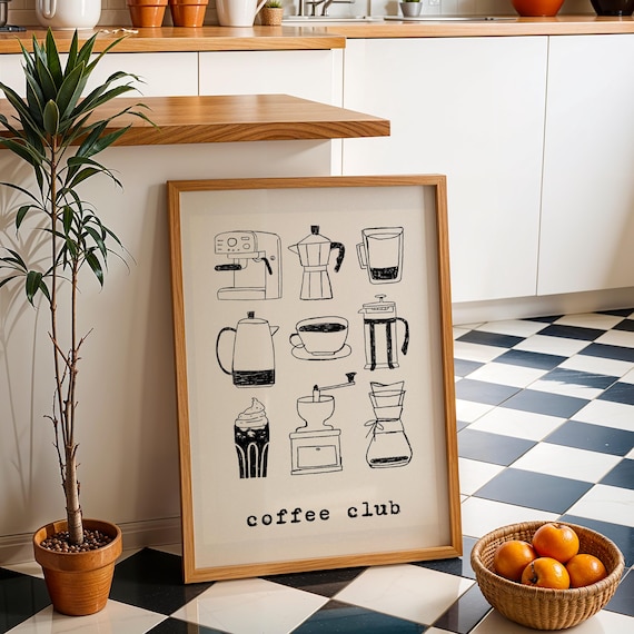 Coffee Lovers Quote Art Print, Trendy Italian Kitchen Decor