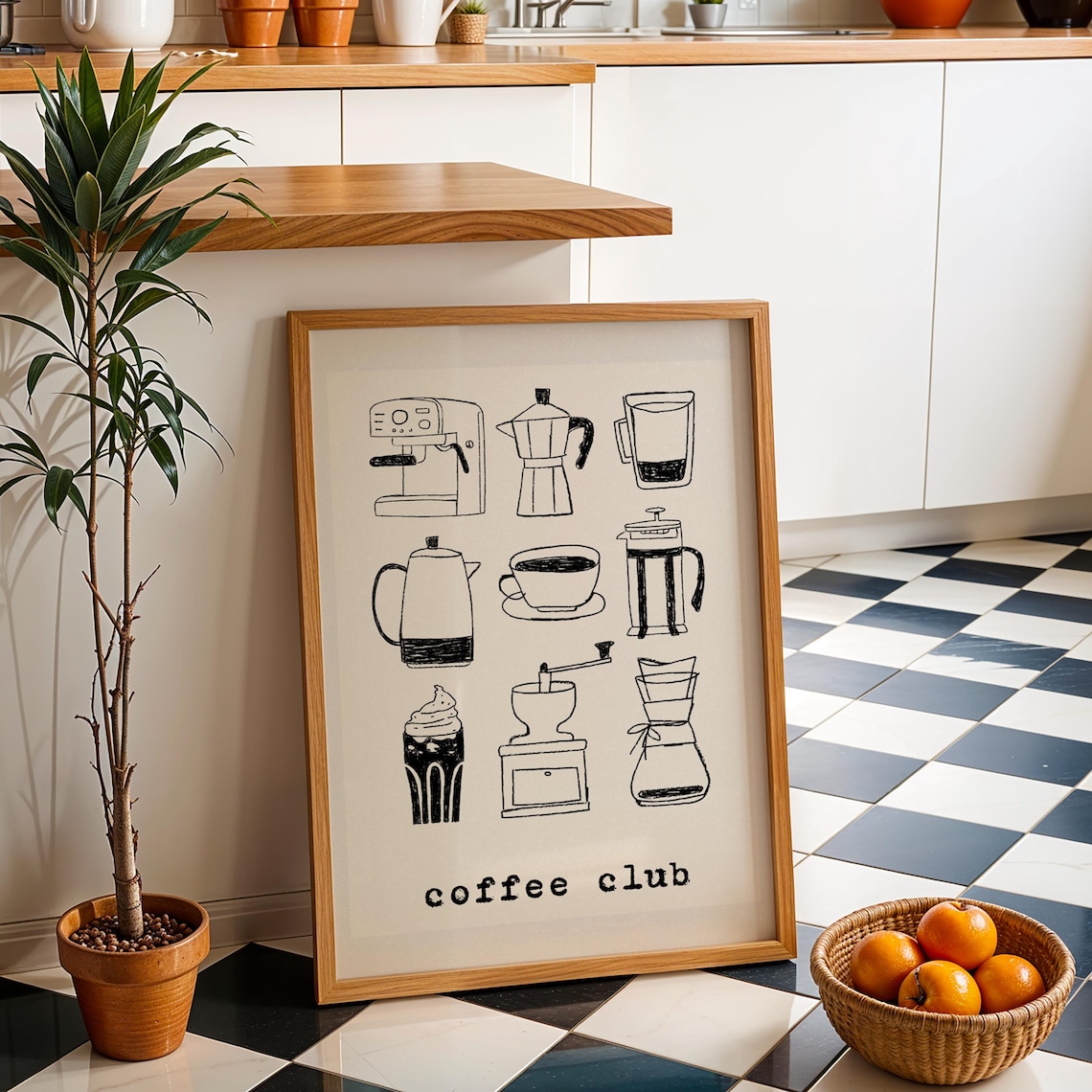 Coffee Lovers Quote Art Print, Trendy Italian Kitchen Decor