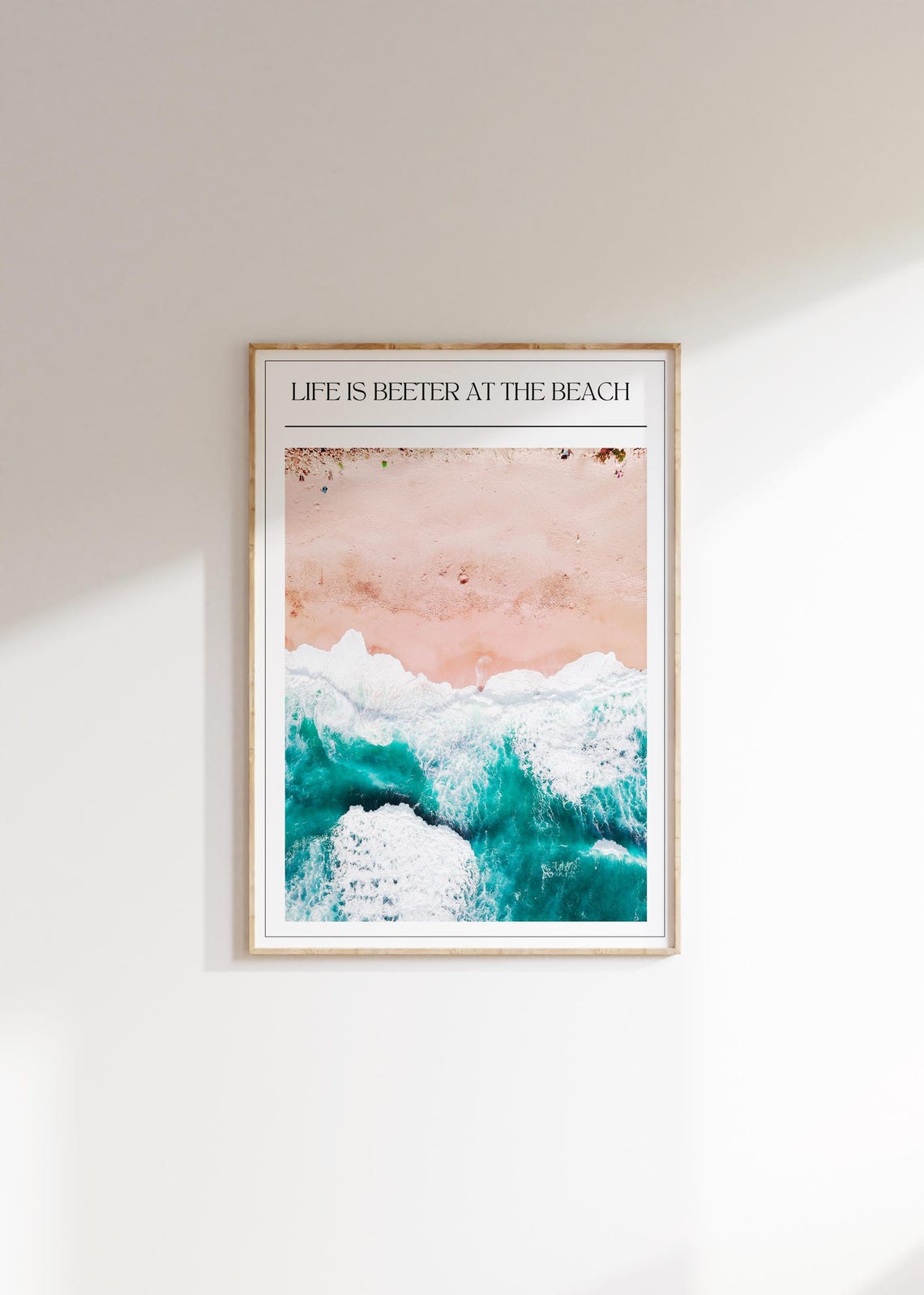 Aerial Turquoise Waves Photo Pink Sand Beach Ocean Decor Poster - Image 4