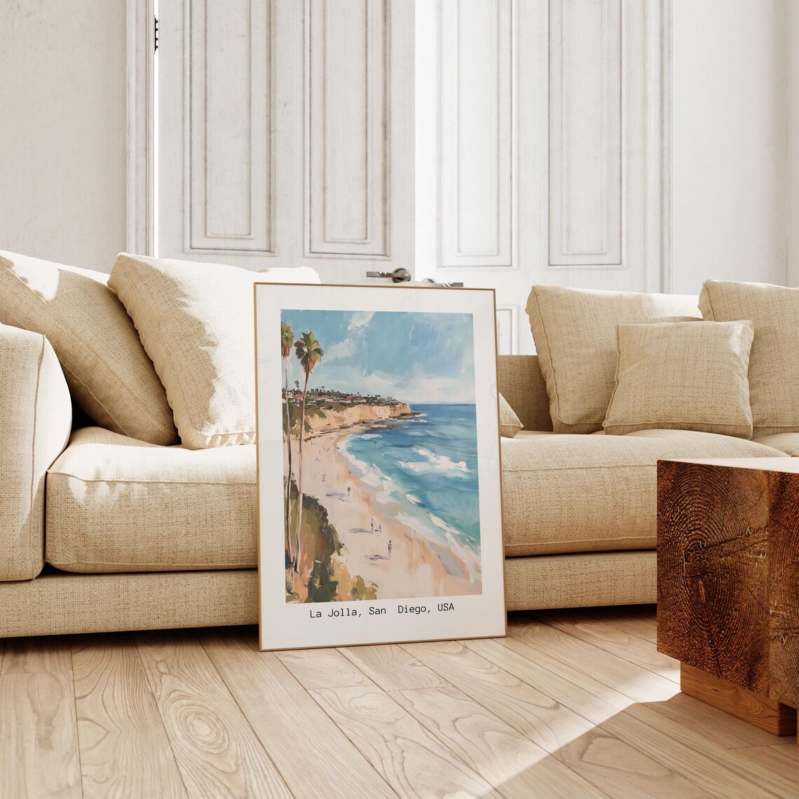 La Jolla San Diego Sunny Coast Watercolor Beach Travel Art Poster - Image 3
